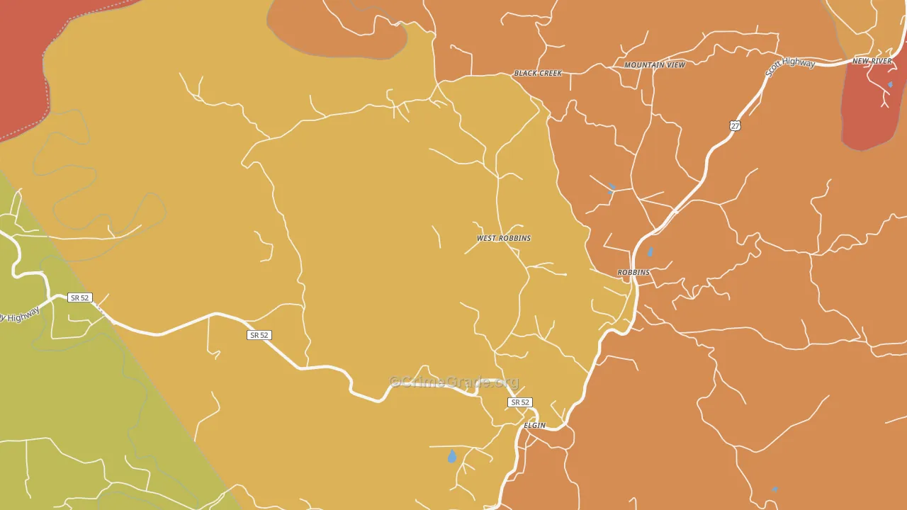 West Robbin, TN Map of Vandalism Rates