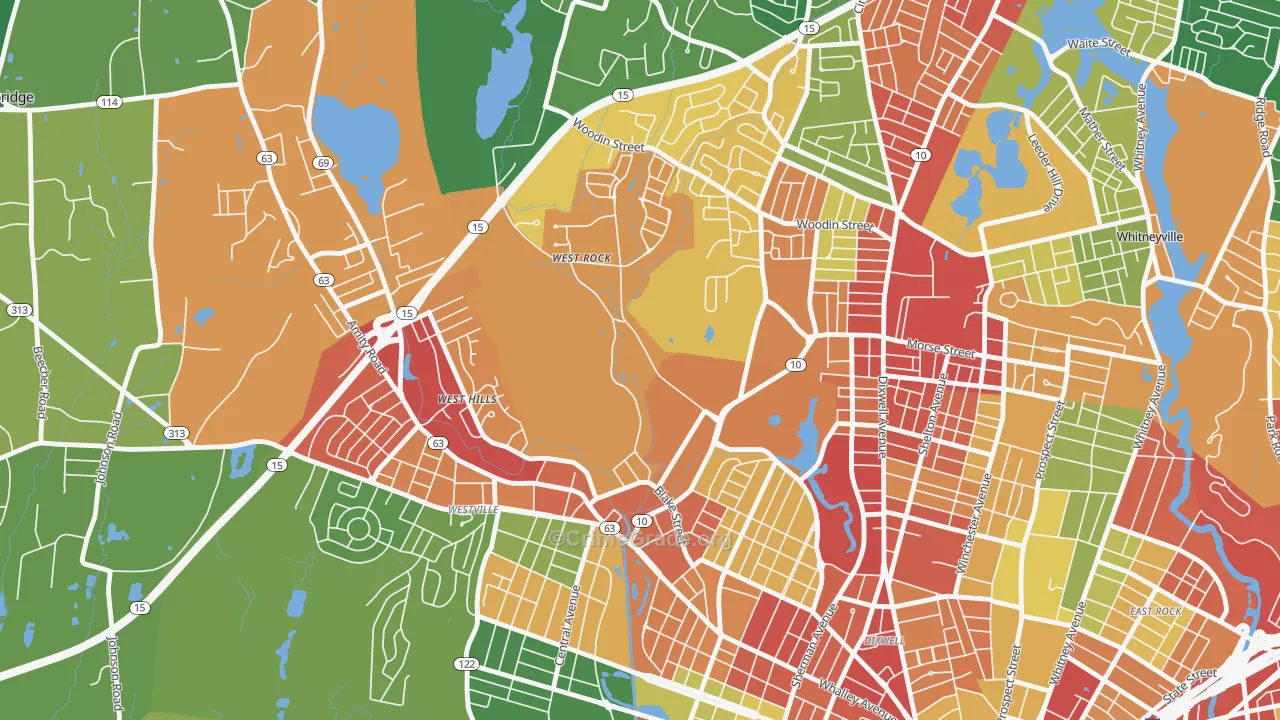 West Rock, New Haven, CT Map of Vandalism Rates