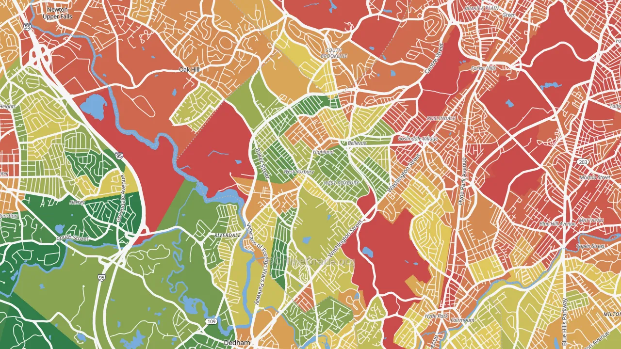 West Roxbury, MA Map of Vandalism Rates