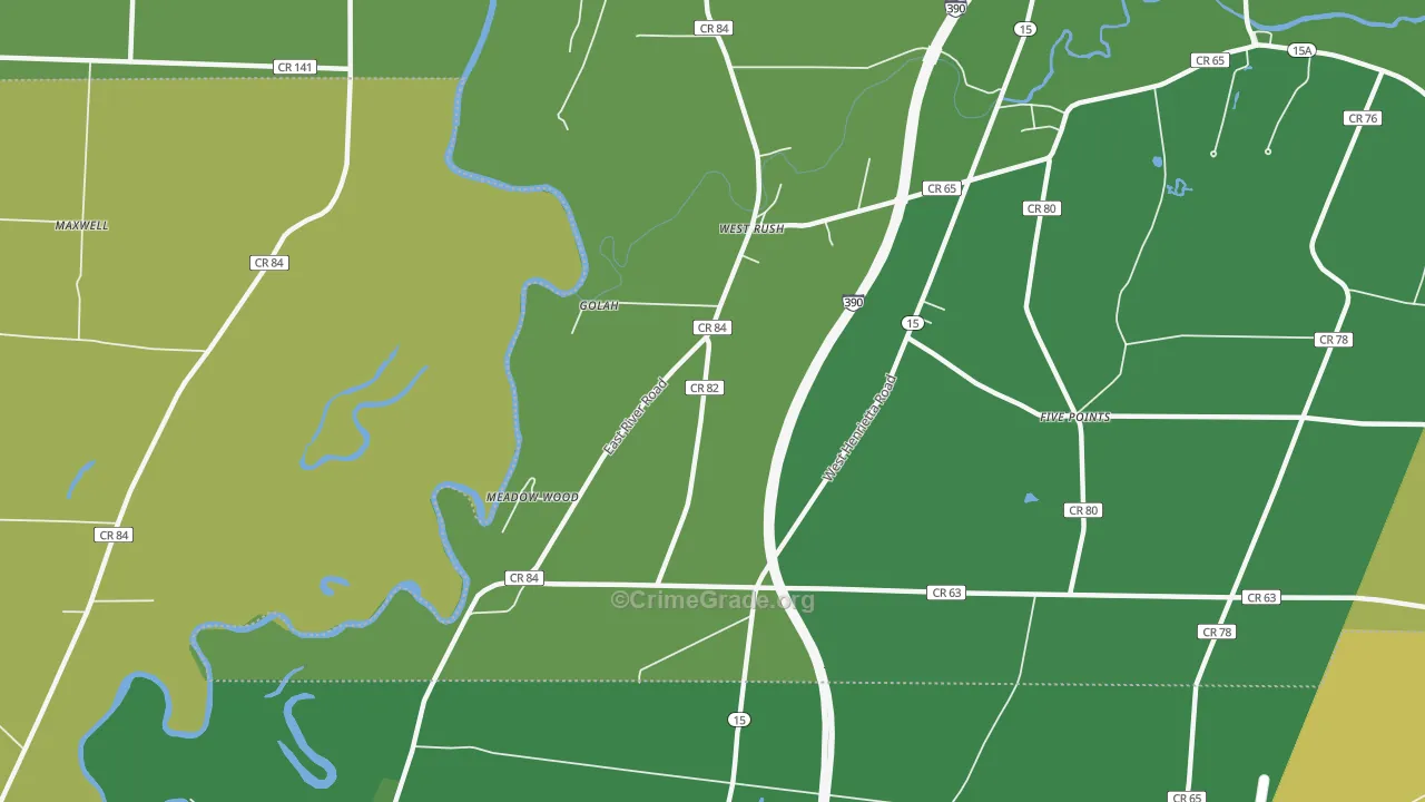 West Rush, NY Map of Vandalism Rates