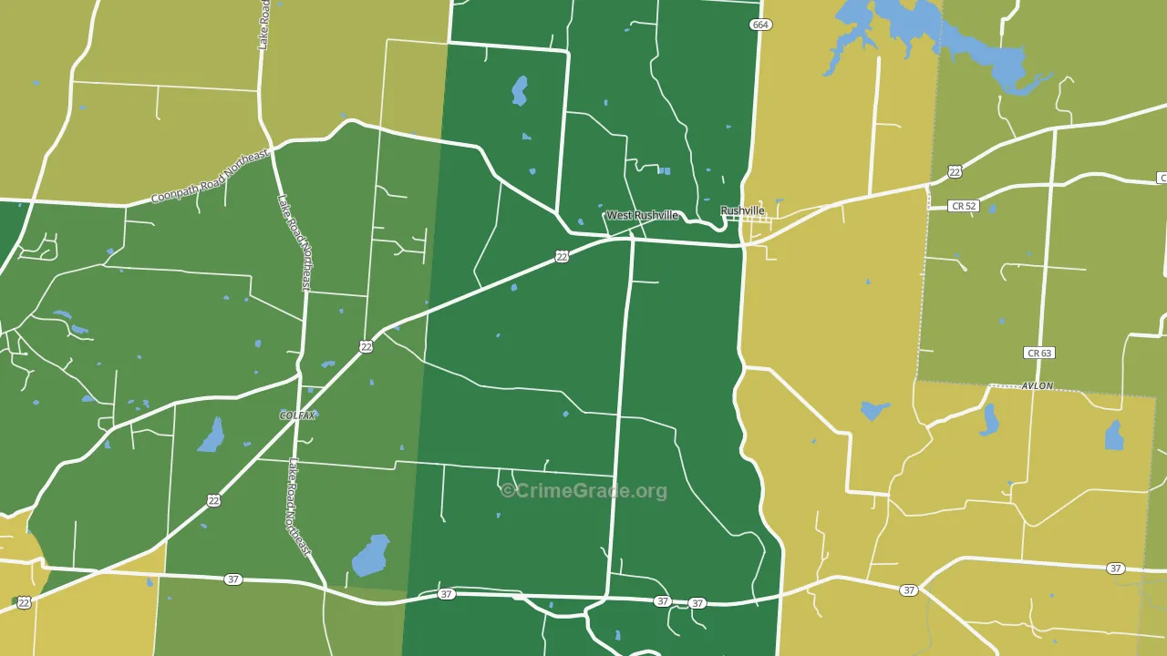 West Rushville, OH Map of Vandalism Rates