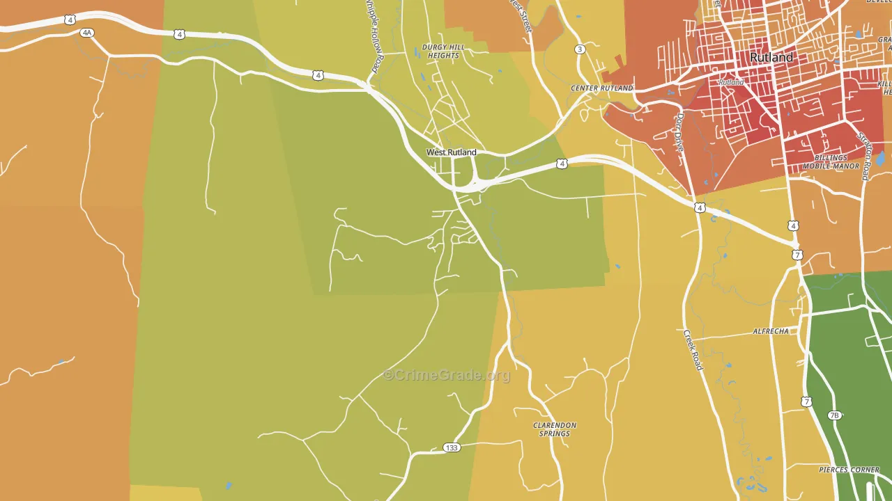 West Rutland, VT Map of Vandalism Rates