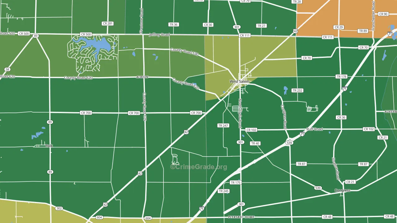 West Salem, OH Map of Vandalism Rates