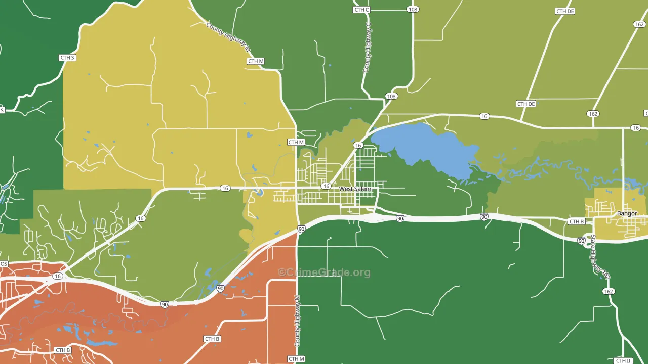 West Salem, WI Map of Vandalism Rates