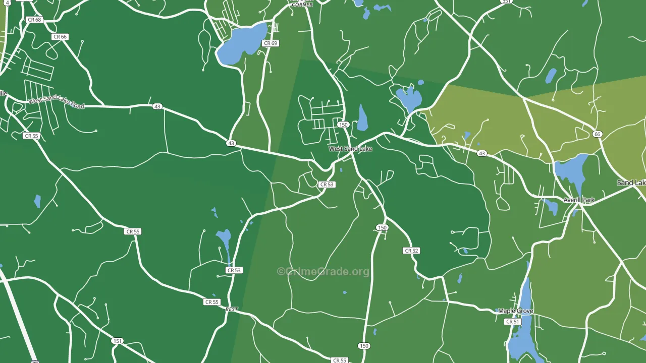 West Sand Lake, NY Map of Vandalism Rates