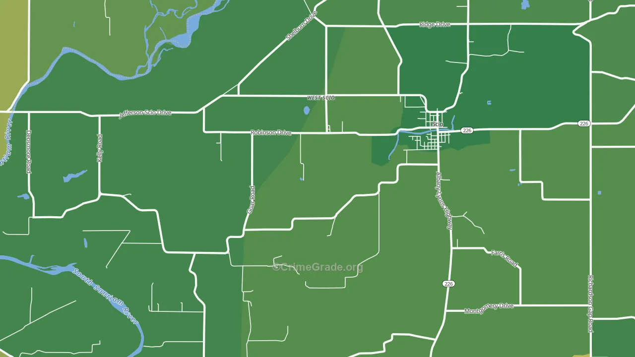 West Scio, OR Map of Vandalism Rates