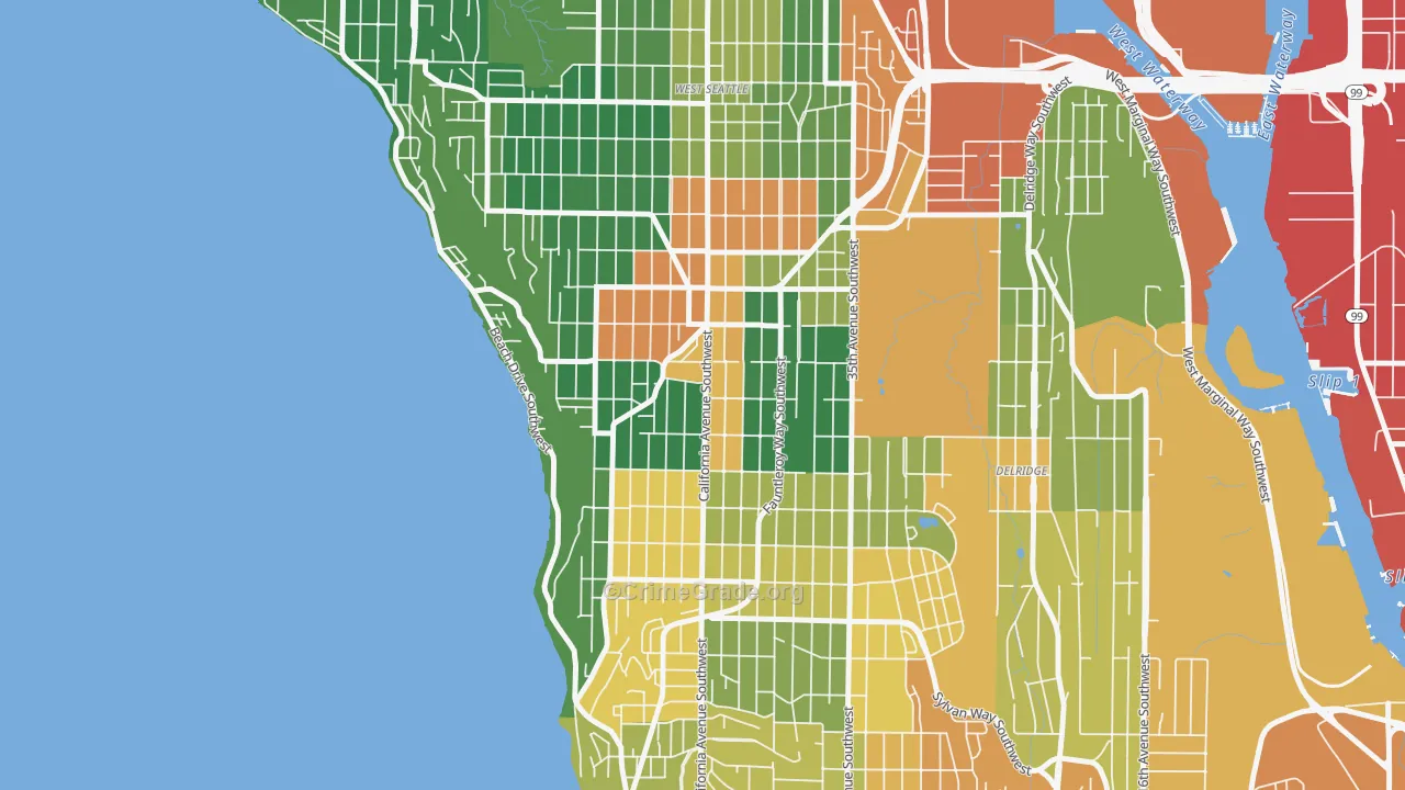 West Seattle, Seattle, WA Map of Vandalism Rates