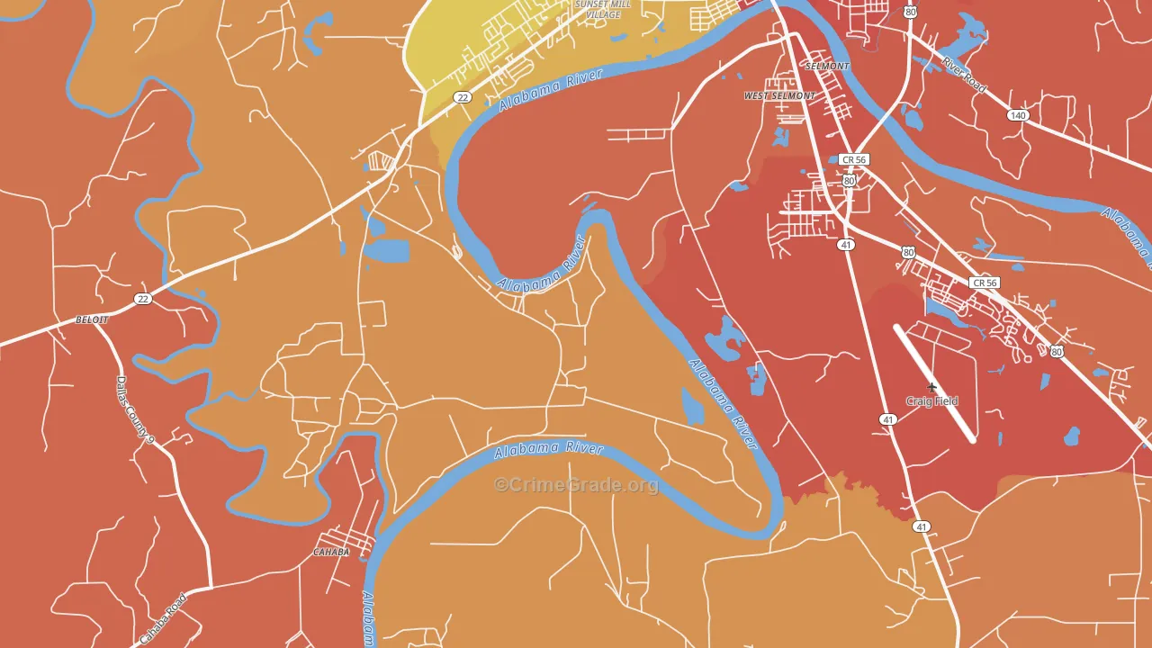 West Selmont, AL Map of Vandalism Rates