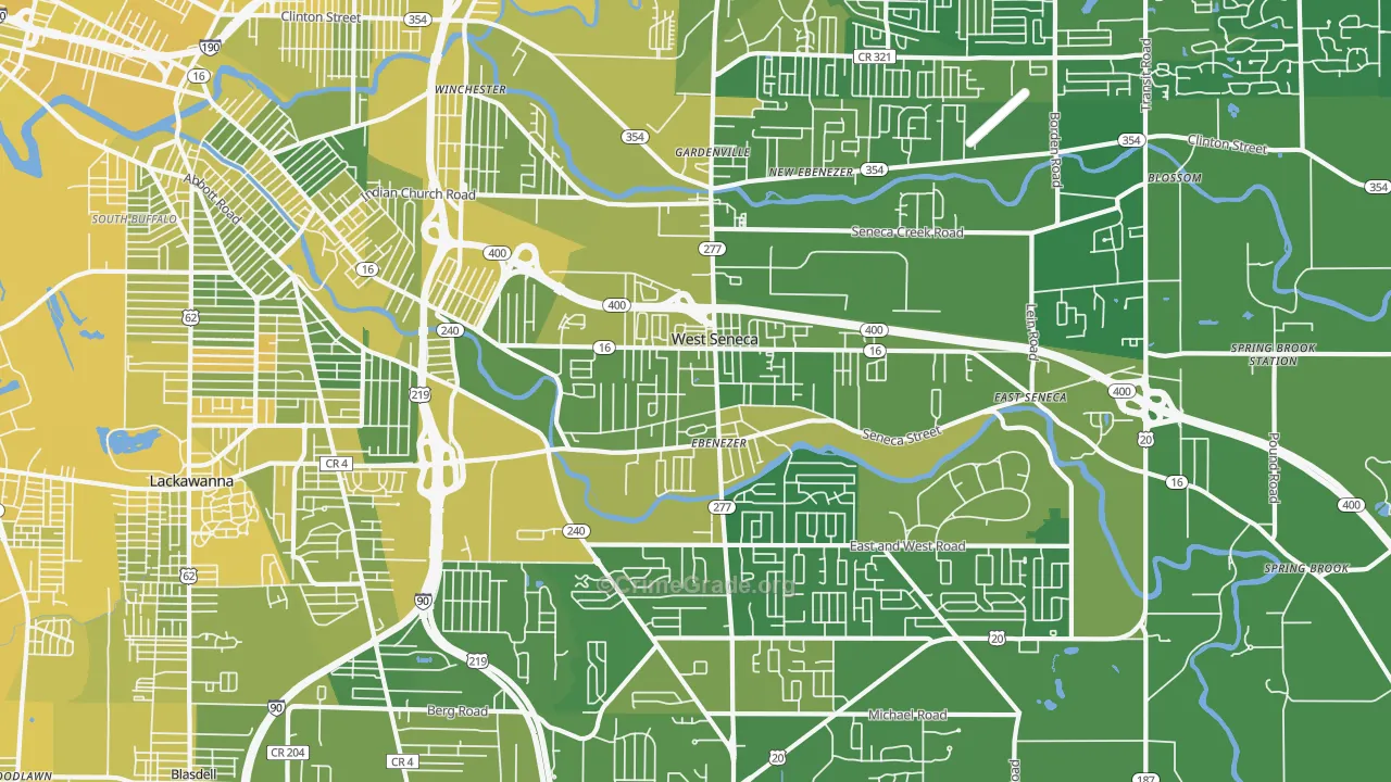 West Seneca, NY Map of Vandalism Rates