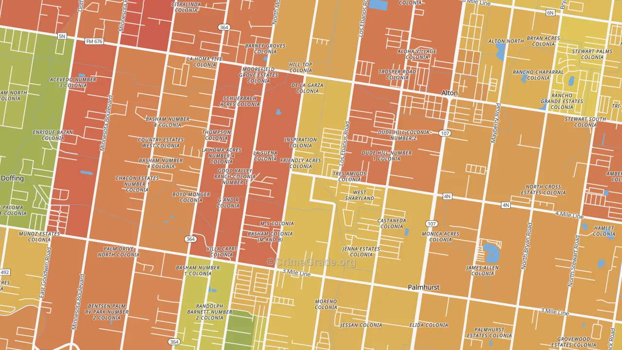 West Sharyland, Mission, TX Map of Vandalism Rates