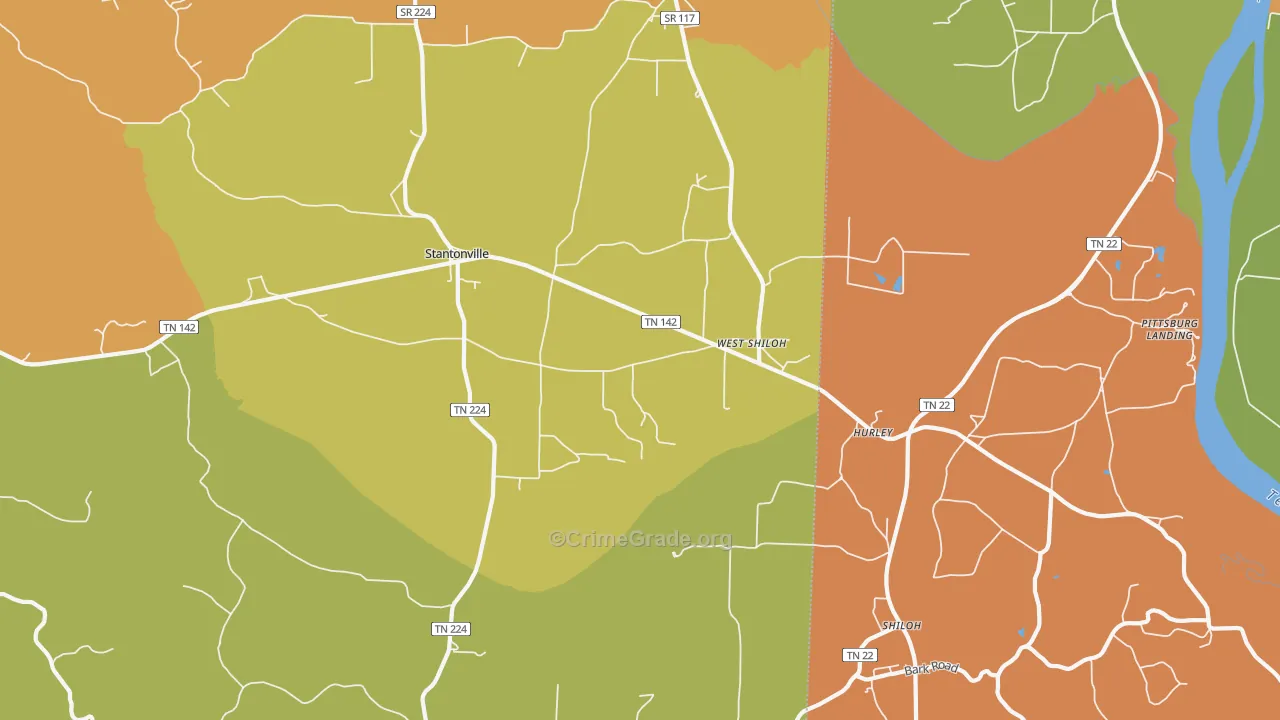 West Shiloh, TN Map of Vandalism Rates