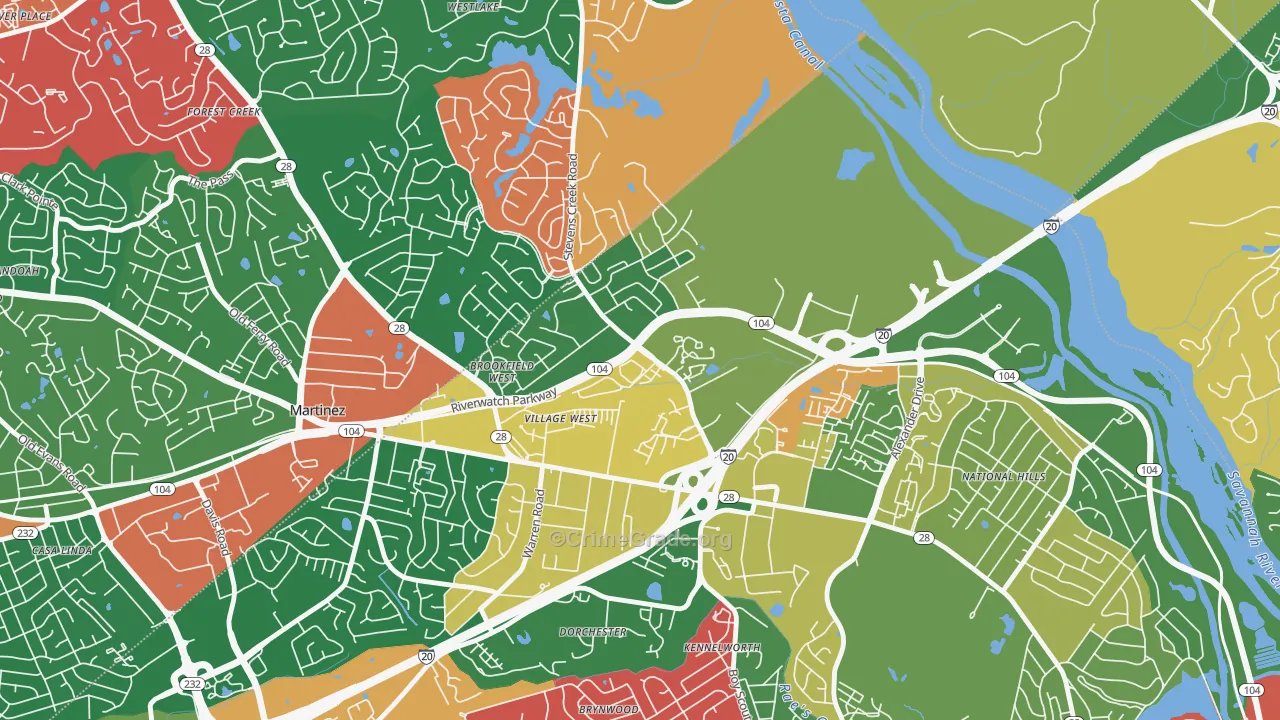 West Side, Augusta, GA Map of Vandalism Rates