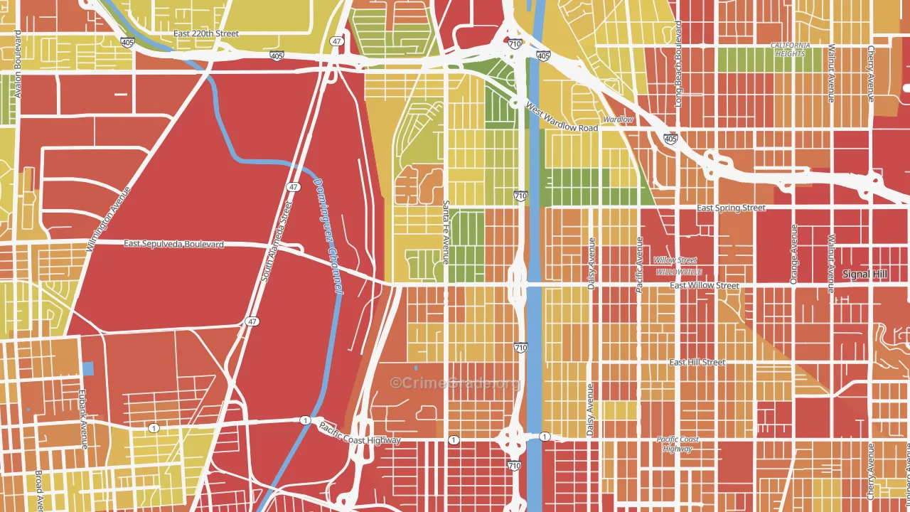 West Side, Long Beach, CA Map of Vandalism Rates