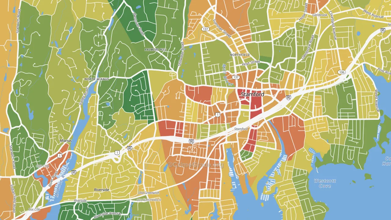 West Side, Stamford, CT Map of Vandalism Rates