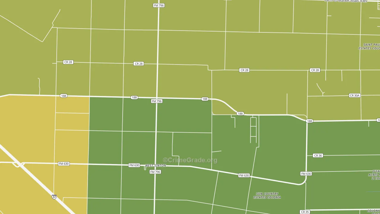 West Sinton, TX Map of Vandalism Rates