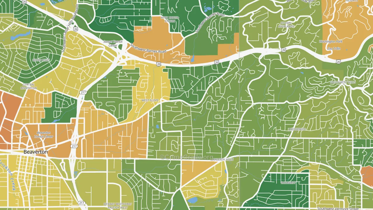 West Slope, Beaverton, OR Map of Vandalism Rates
