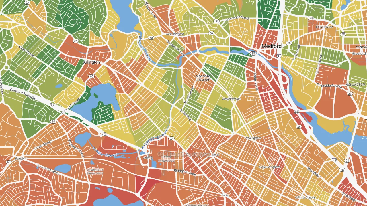 West Somerville, Somerville, MA Map of Vandalism Rates