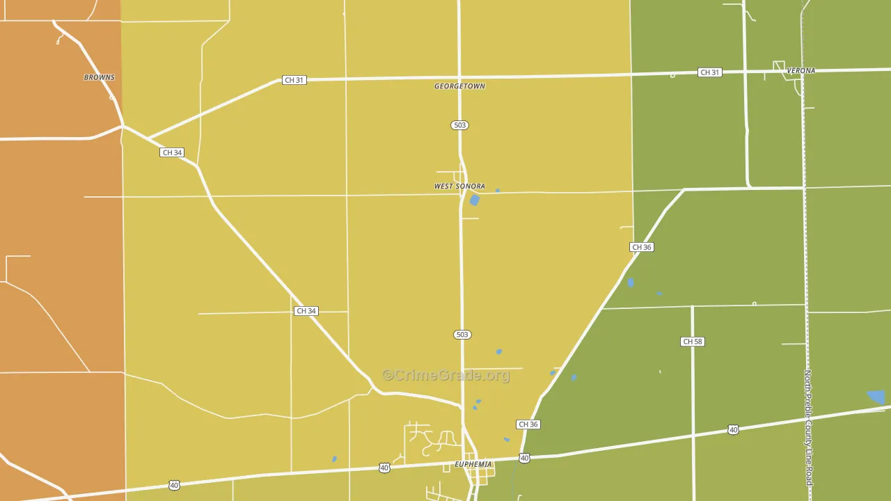 West Sonora, OH Map of Vandalism Rates