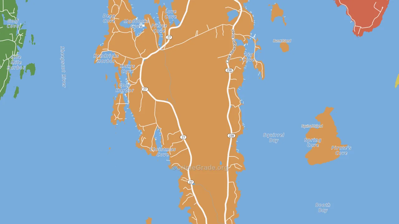 West Southport, ME Map of Vandalism Rates