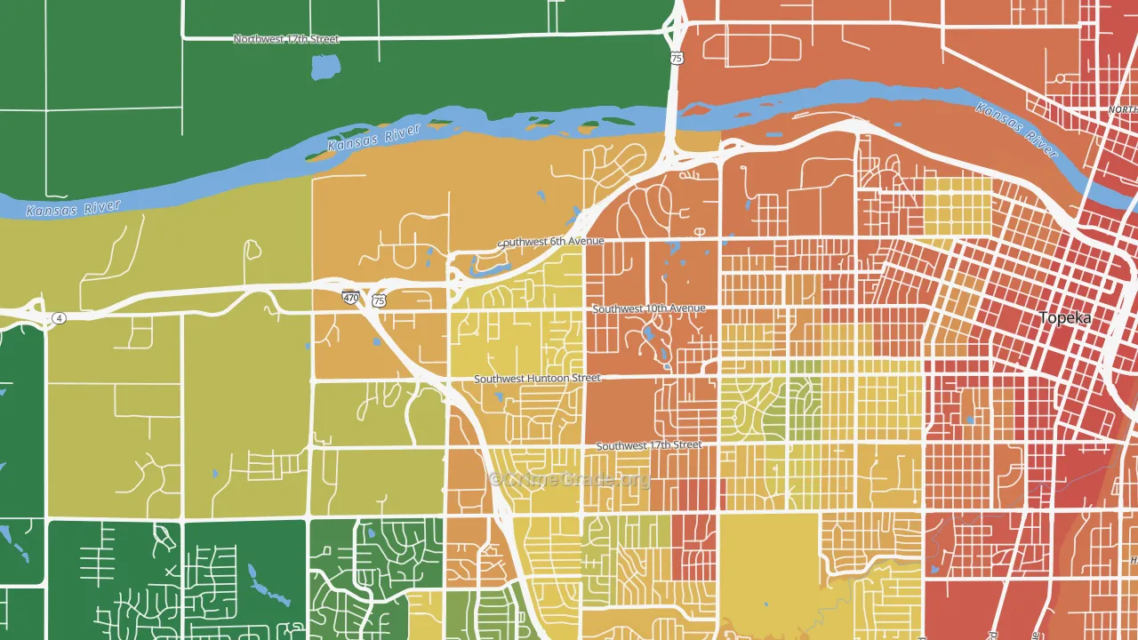West Southwest 2, Topeka, KS Map of Vandalism Rates