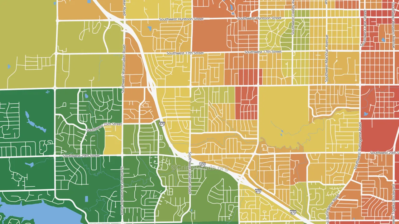West Southwest 3, Topeka, KS Map of Vandalism Rates
