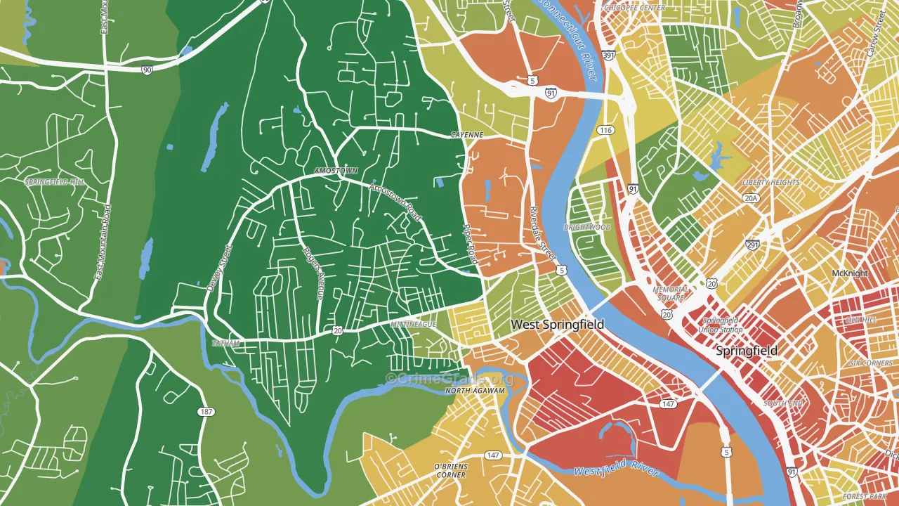 West Springfield Town, MA Map of Vandalism Rates