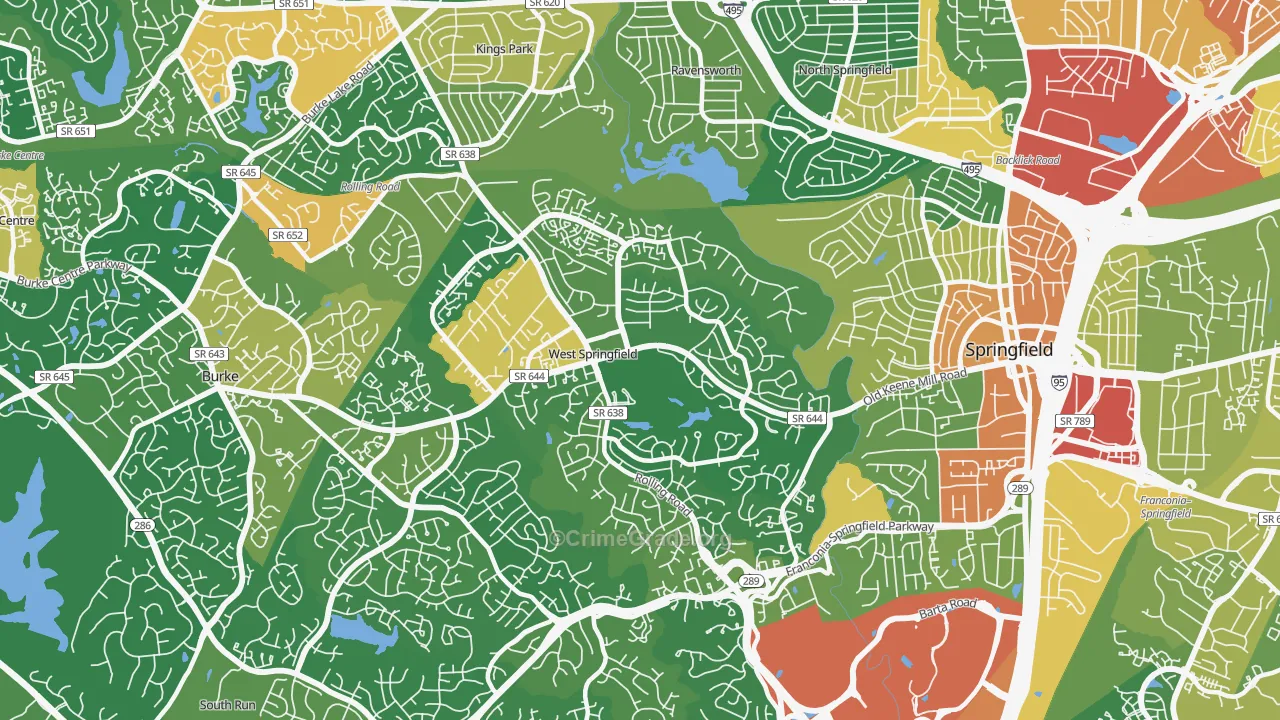 West Springfield, VA Map of Vandalism Rates