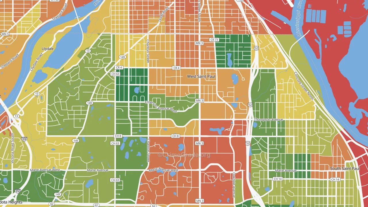 West St. Paul, MN Map of Vandalism Rates