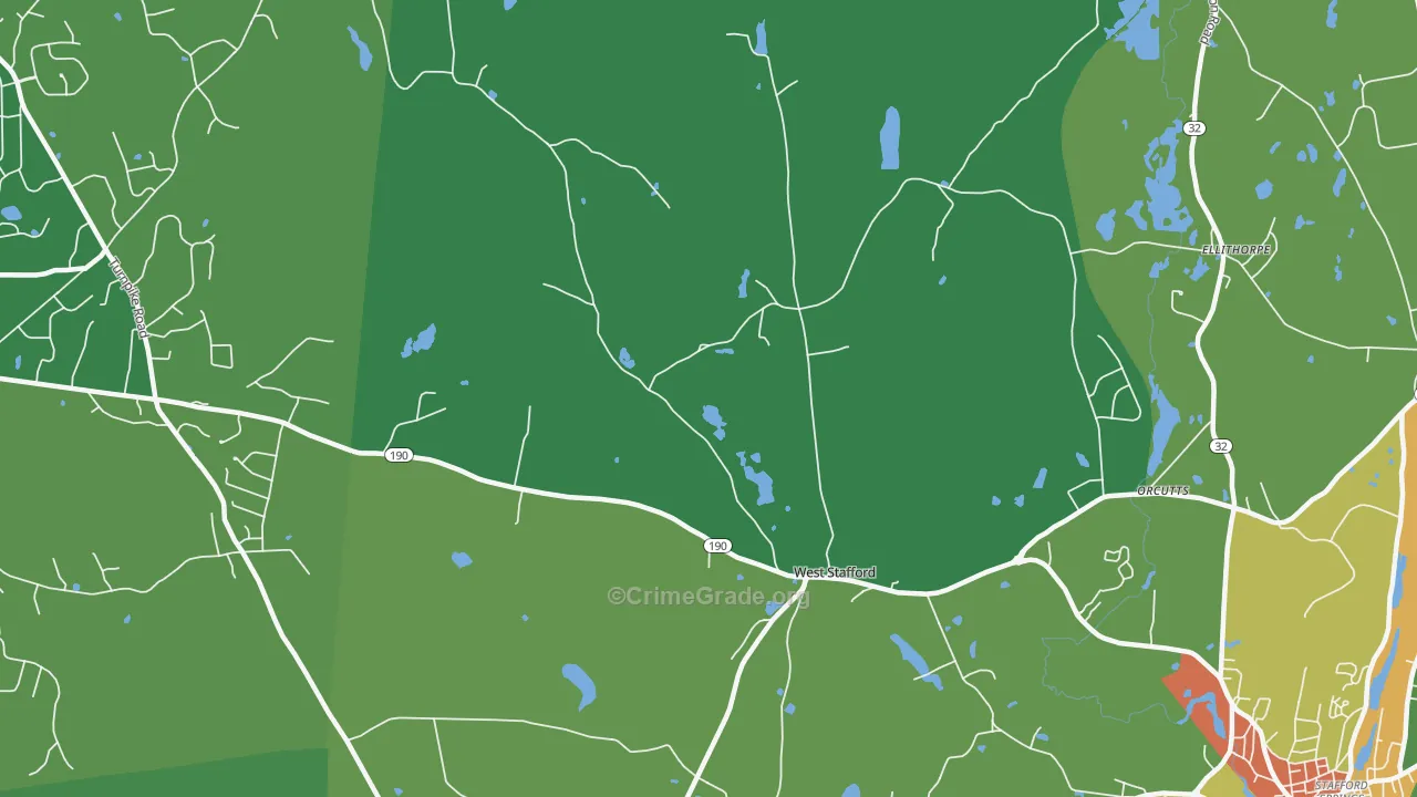 West Stafford, CT Map of Vandalism Rates