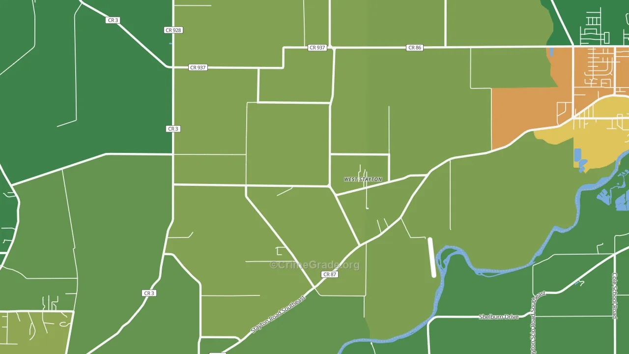 West Stayton, OR Map of Vandalism Rates