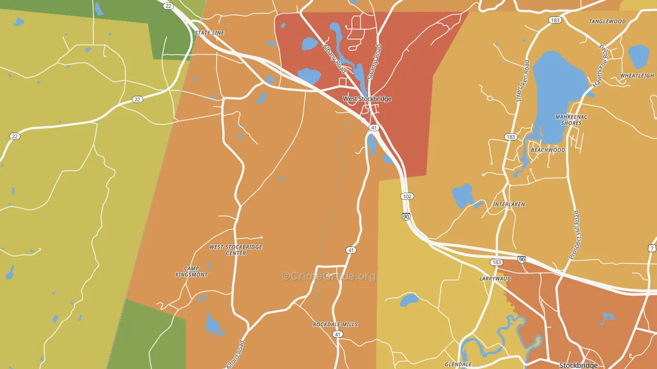 West Stockbridge, MA Map of Vandalism Rates