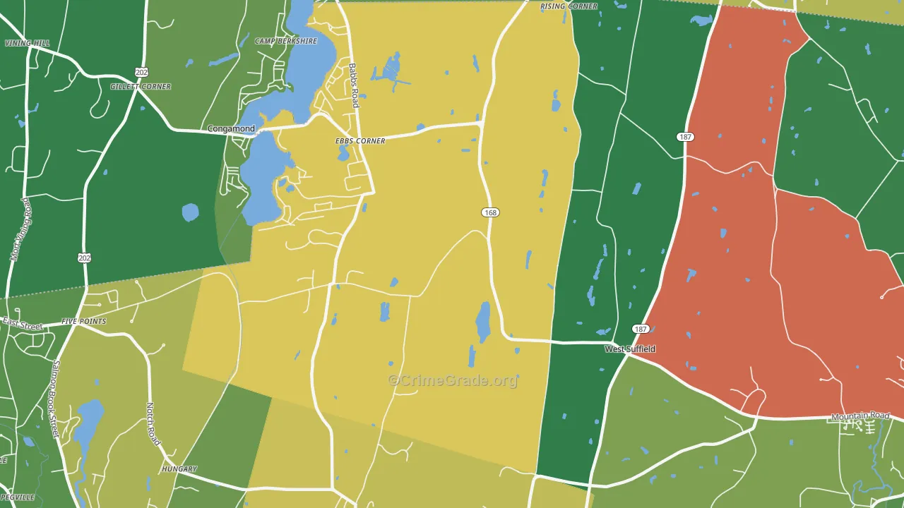 West Suffield, CT Map of Vandalism Rates