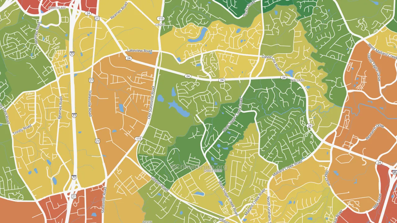 West Sugar Creek, Charlotte, NC Map of Vandalism Rates