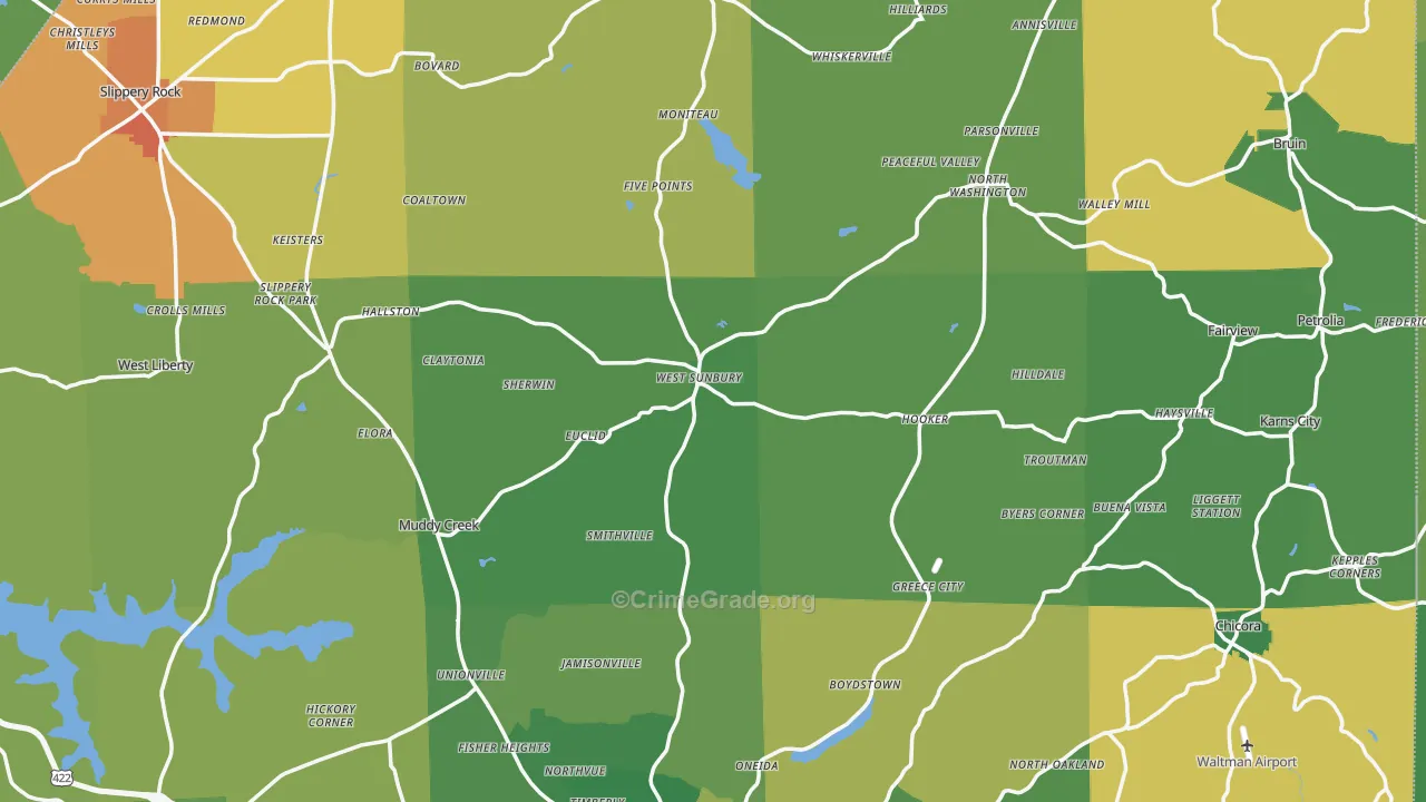 West Sunbury, PA Map of Vandalism Rates