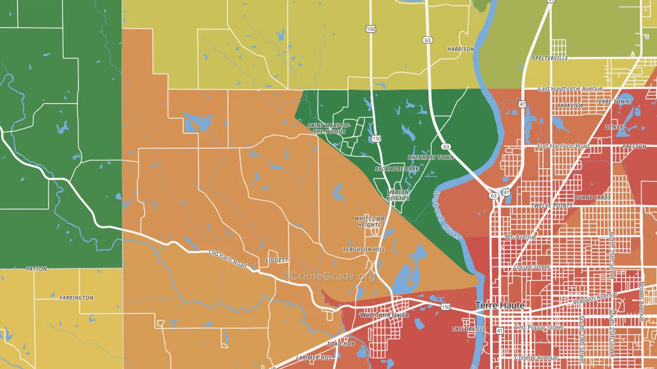 West Terre Haute, IN Map of Vandalism Rates
