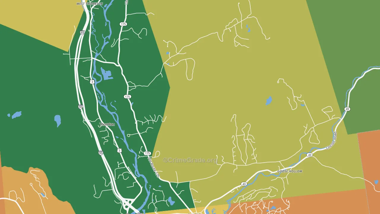 West Thornton, NH Map of Vandalism Rates