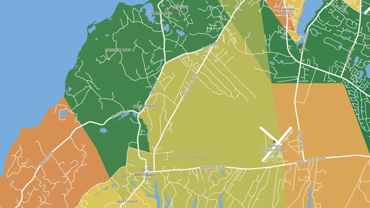 West Tisbury, MA Map of Vandalism Rates