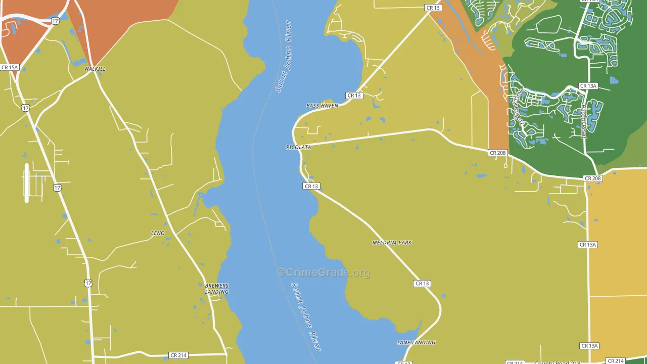 West Tocoi, FL Map of Vandalism Rates