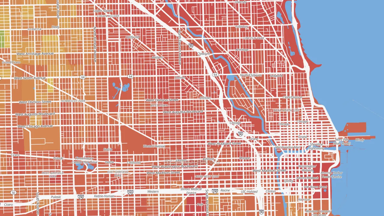 West Town, Chicago, IL Map of Vandalism Rates