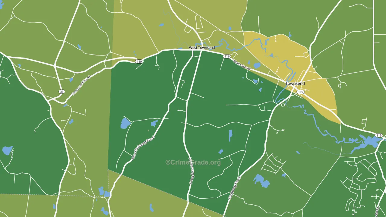 West Townsend, MA Map of Vandalism Rates