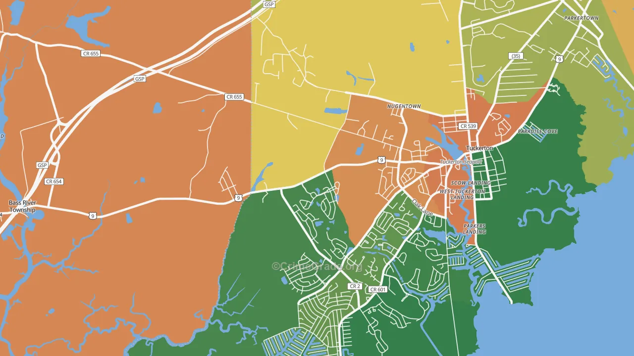 West Tuckerton, NJ Map of Vandalism Rates