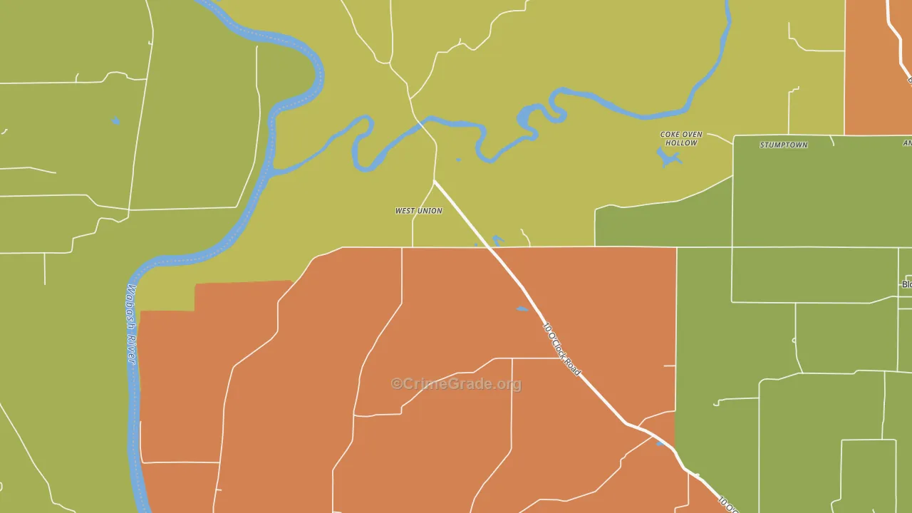 West Union, IN Map of Vandalism Rates