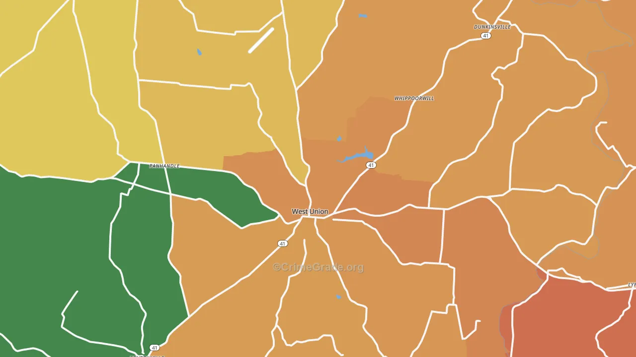 West Union, OH Map of Vandalism Rates
