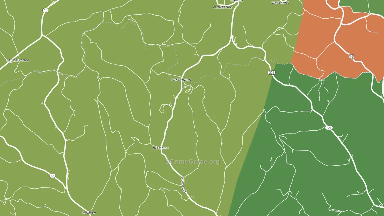 West Union, PA Map of Vandalism Rates