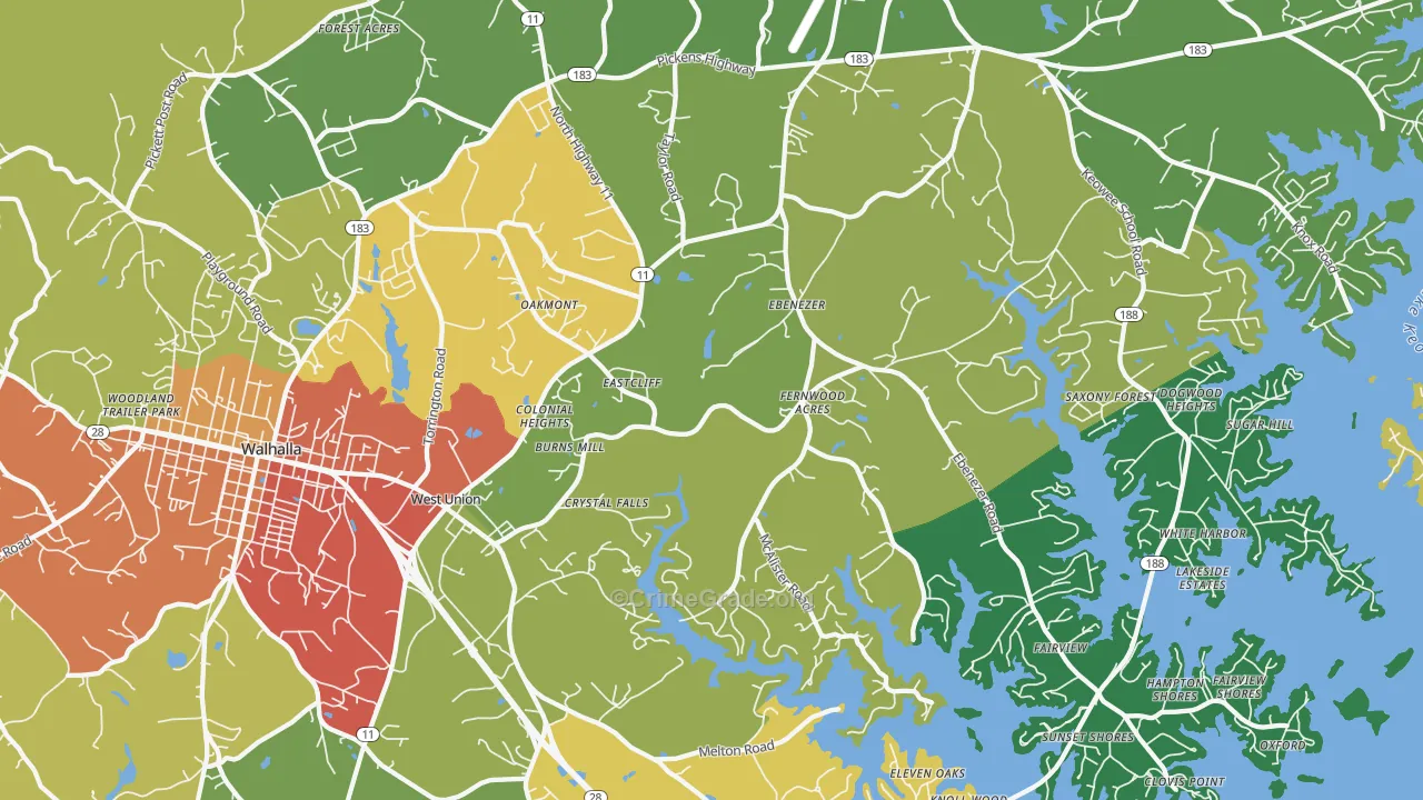 West Union, SC Map of Vandalism Rates