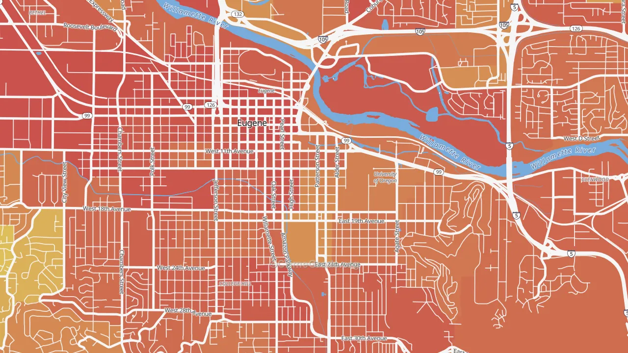 West University, Eugene, OR Map of Vandalism Rates