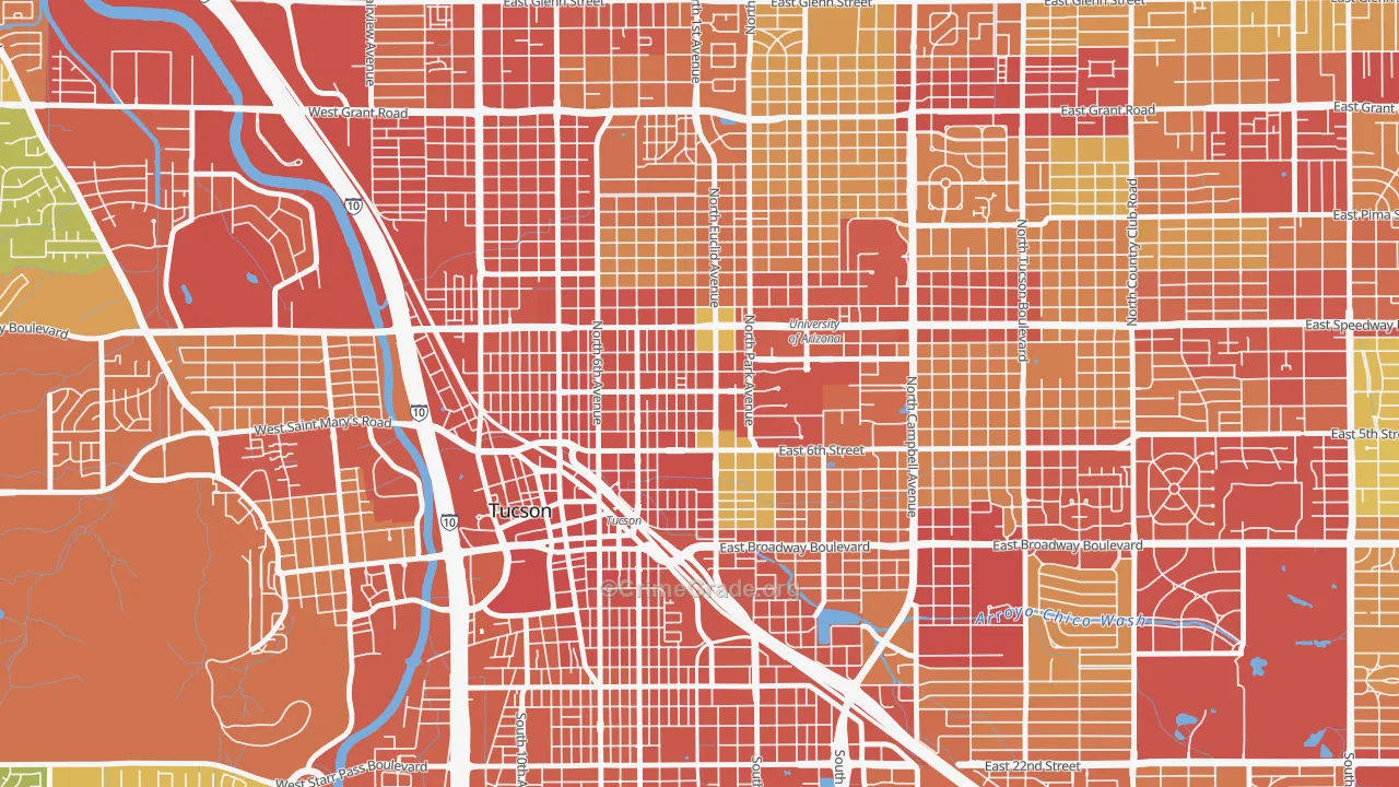 West University, Tucson, AZ Map of Vandalism Rates
