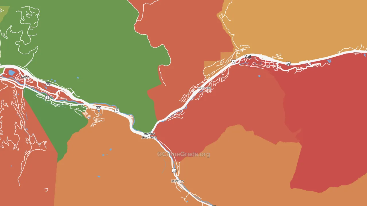 West Vail, CO Map of Vandalism Rates