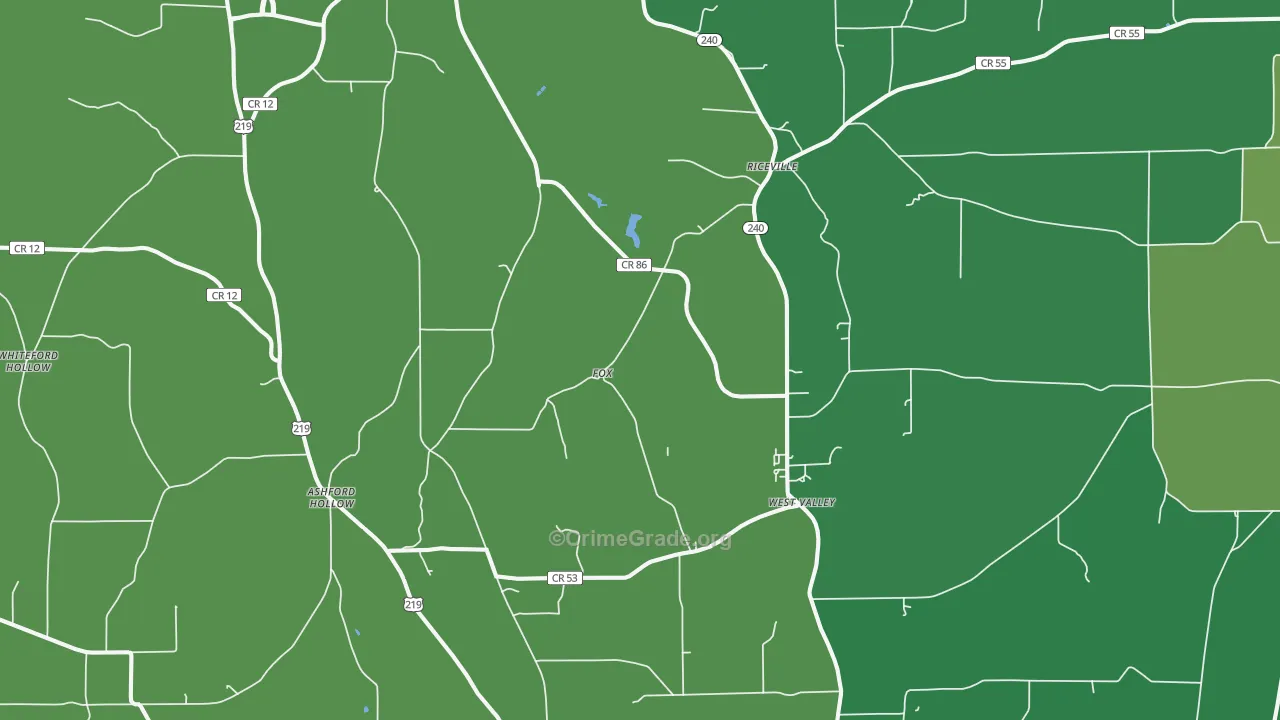 West Valley, NY Map of Vandalism Rates