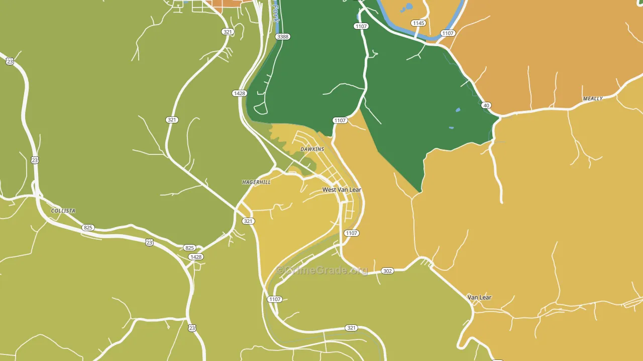 West Van Lear, KY Map of Vandalism Rates
